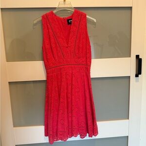 BB Dakota Vivid Pink Eyelet Mini Dress